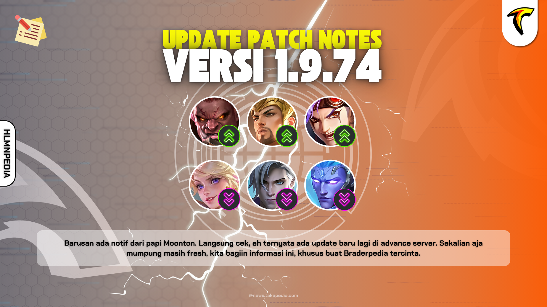 Update Patch Notes Advance Server Terbaru Versi 1.9.74 - Buff, Nerf, Adjustment Hero
