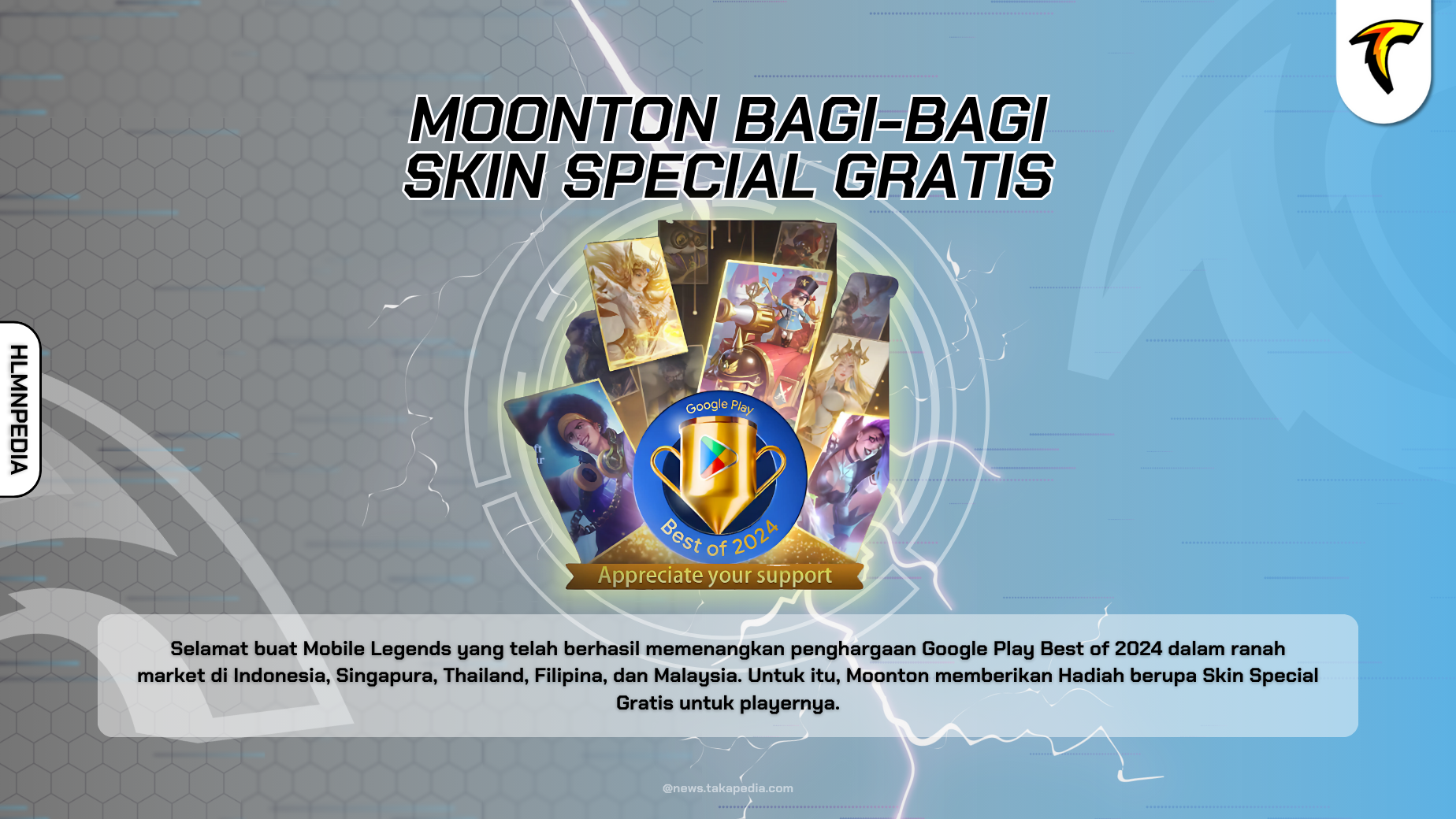 Hadiah Skin Special Gratis dari Moonton - Mobile Legends Raih Penghargaan Google Play Best of 2024