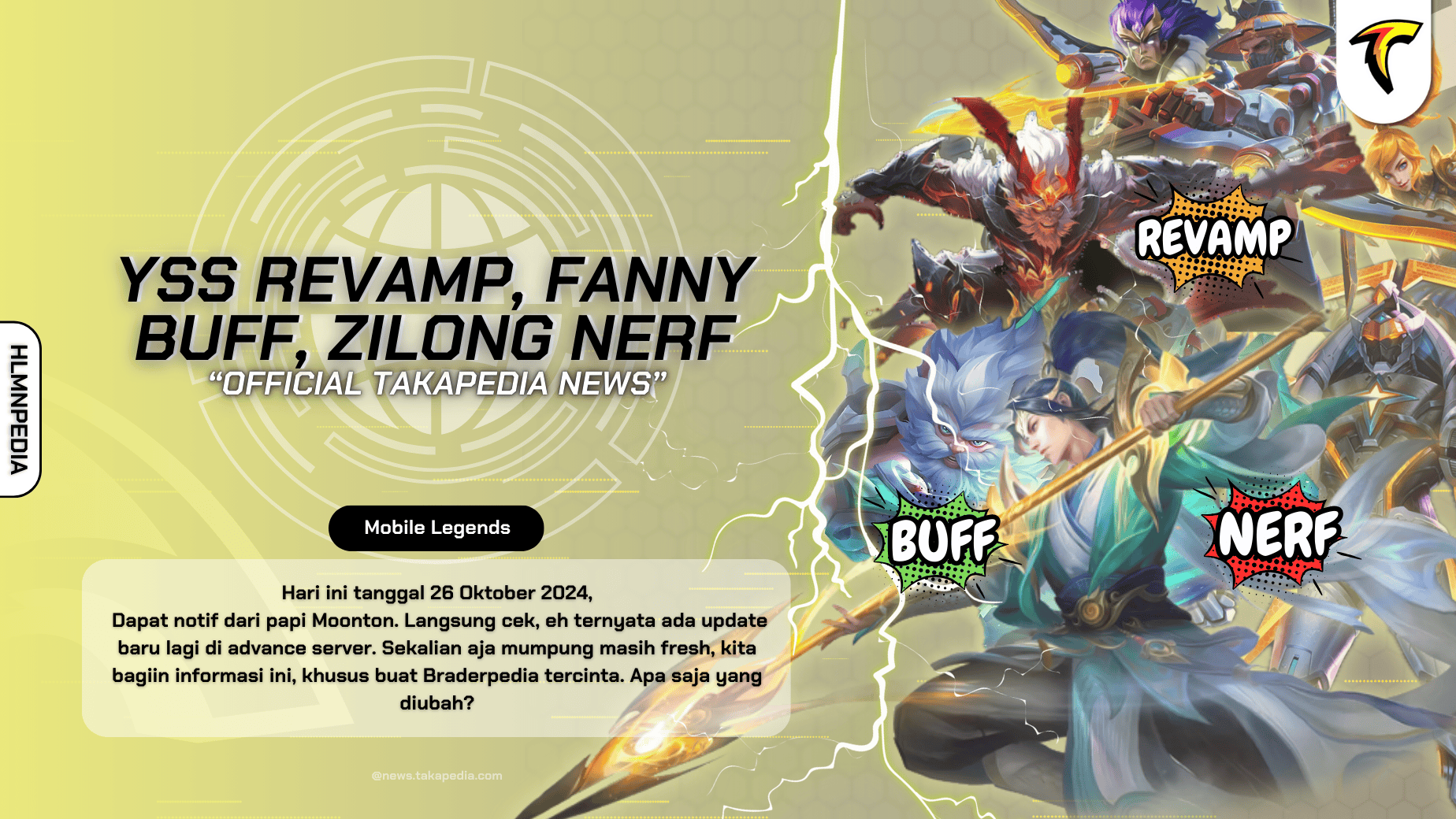 Yss Revamp, Fanny di Buff Energynya, Zilong Nerf - Update Patch 1.9.32