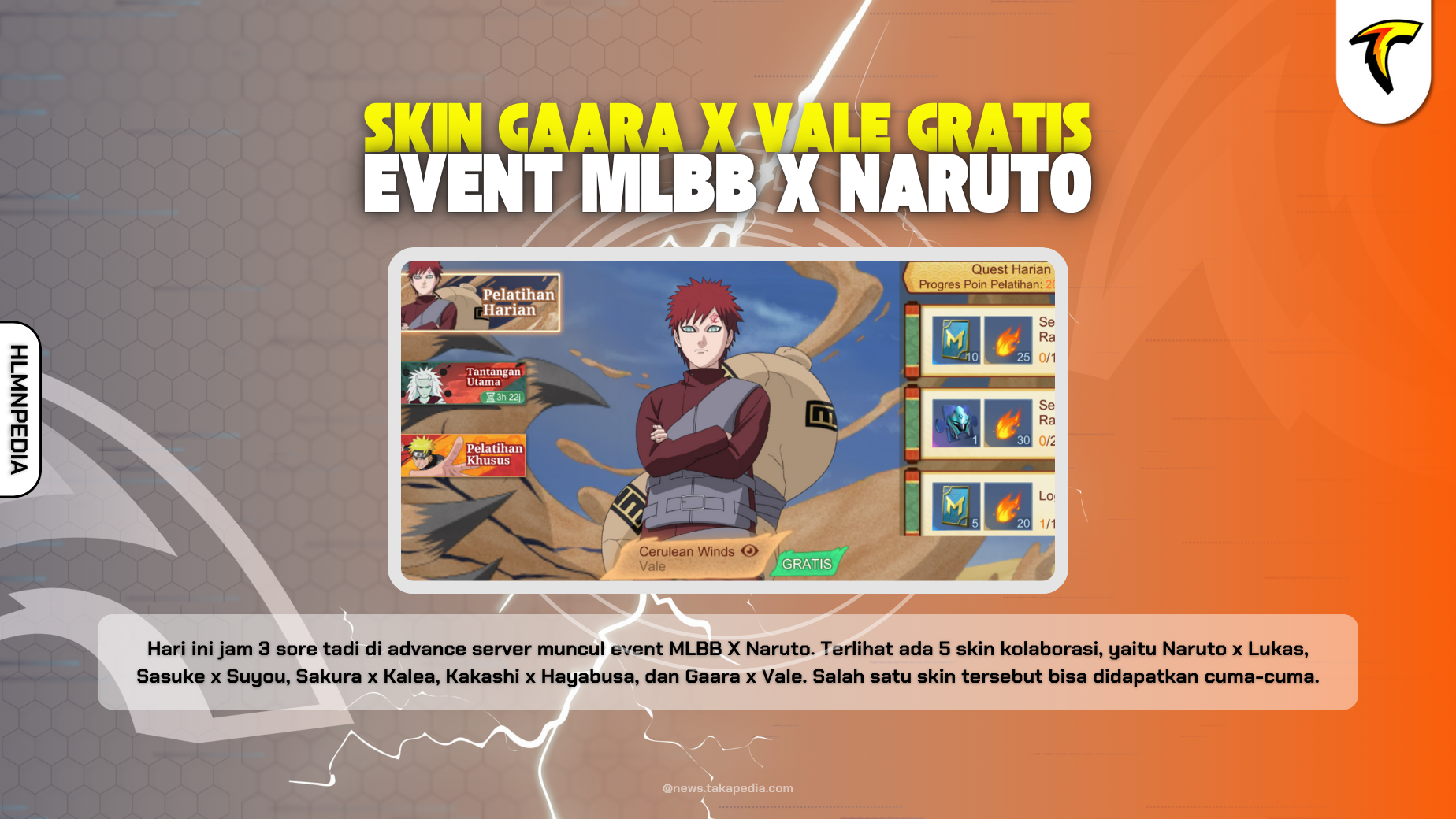 Cara Dapat Skin Gaara x Vale di Event Kolaborasi MLBB X Naruto Secara Gratis